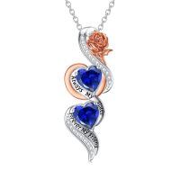 TOUPOP Sterling Silver Zircon Birthstone Rose Necklace For Sister-undefined