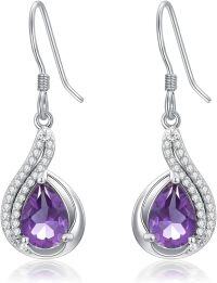 wholesale 925 Sterling Silver 1 5ct Garnet Amethyst Blue Sapphire Drop Dangle Earrings-Amethyst