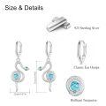 wholesale 925 Sterling Silver Snake Drop Earrings White Gold Plated Turquoise Stone Women Jewelry-0-10