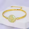 TOUPOP 14K Gold Plated Sterling Silver Jade Bracelet Tree Of Life Lotus Cat Hummingbird Dragonfly Bee Butterfly Jewelry Gift-0-3