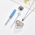 wholesale 925 Sterling Silver Winged Heart Cremation Jewelry Urn Pendant Necklace with Funnel and Fill Tool-0-1