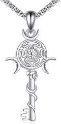 wholesale 925 Sterling Silver Key of Life Pendant Necklaces with Triple Moon Goddess Symbol and Snake Design - Spiritual  for Women-0-0