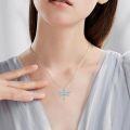 wholesale 925 Sterling Silver Dragonfly Heart-Shaped Blue Crystal Pendant Necklace s for Women-0-1