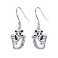 wholesale 925 Sterling Silver 3D Panda in Cup Drop Earrings w/Flower Charms - Holiday s for Women-0-0