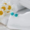 wholesale 925 Sterling Silver & Natural Turquoise Stud Earrings for Women, Minimalist 6mm Ball Design, Hypoallergenic, Gift Box-0-2
