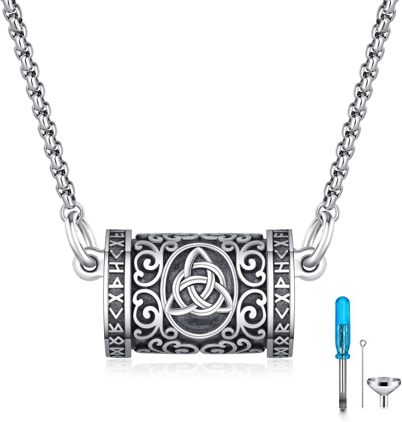 Sterling Silver Bullet Hourglass Cylinder Urn Cremation Keepsake Pendant-0-0