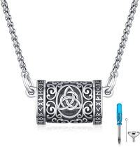wholesale 925 Sterling Silver Celtic Knot Cylinder Cremation Jewelry Necklace for Ashes with Funnel and Screwdriver Tool Set-08-Celtic Urn