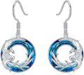 wholesale 925 Sterling Silver Hypoallergenic Blue Crystal Phoenix Dangle Earrings for Women-0-0