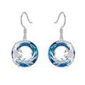 wholesale 925 Sterling Silver Hypoallergenic Blue Crystal Phoenix Dangle Earrings for Women-0-0