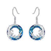wholesale 925 Sterling Silver Hypoallergenic Blue Crystal Phoenix Dangle Earrings for Women-Phoenix Earrings 3