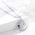 wholesale 925 Sterling Silver Celtic Knot Blue Heart 21st Birthday Moon Pendant Necklace for Women and Girls-0-3