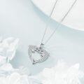 wholesale 925 Sterling Silver Dolphin Heart Pendant Necklace for Women-0-4