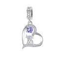 wholesale 925 Sterling Silver Blue Sapphire Moon Heart Cow Charm Pendant-0-20