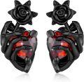wholesale 925 Sterling Silver Black Rose and Red Heart Stud Earrings Gothic Style for Women Halloween Accessories-0-0