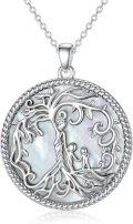 wholesale  925 Sterling Silver with Mother of Pearl Tree of Life Necklace for Women Mom Grandma Wife Daughter Gift-0-0