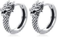 wholesale 925 Sterling Silver Dragon Head Hoop Earrings for Women and Girls-Dragon