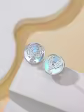 TOUPOP Sterling Silver Moonstone Yoga Lotus Tree Of Life Sea Turtle Butterfly Celtic Knot Elephant Stud Earrings-0-3
