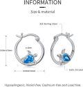 wholesale 925 Sterling Silver Blue Topaz Turtle Huggie Hoop Earrings for Women Girls-0-5