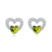 wholesale 925 Sterling Silver Pink Heart Earrings-August