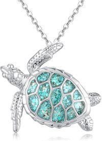 wholesale 925 Sterling Silver Natural Turquoise Sea Turtle Pendant Necklace for Women Ocean Lovers s-Sea Turtle