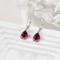 wholesale 925 Sterling Silver Garnet Drop Earrings with Floral Accents-0-4