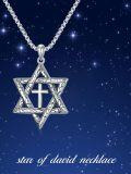 wholesale 925 Sterling Silver Cross in Star of David Pendant with Black Crackle Finish on  Necklaces for Men Women  Set-0-3