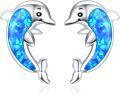 wholesale 925 Sterling Silver Blue Fire Opal Dolphin Stud Earrings for Women - Hypoallergenic  Ideas-0-0