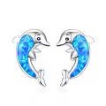 wholesale 925 Sterling Silver Blue Fire Opal Dolphin Stud Earrings Wholesale for Women - Hypoallergenic  Ideas-0-0