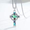wholesale 925 Sterling Silver Abalone Shell Crown of Thorns Cross Necklace Catholic Jewelry for Men & Women-0-1