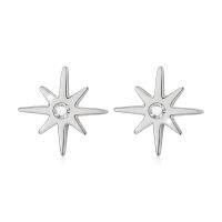 wholesale 14k White Gold Starburst Lab Diamond Stud Earrings For Women-White-Gold