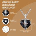 wholesale 925 Sterling Silver 925 Heart-Shaped Black Onyx Saint Archangel Michael Pendant Necklace -0-1
