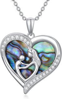 wholesale TOUPOP Christmas Gifts For Mom Sterling Silver Heart Abalone Shell Pendant Necklace Jewely Birthday Gifts For Mother Women -undefined