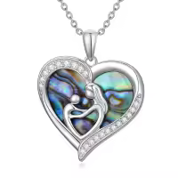 TOUPOP Sterling Silver Abalone Shell Heart Pendant Necklace-undefined
