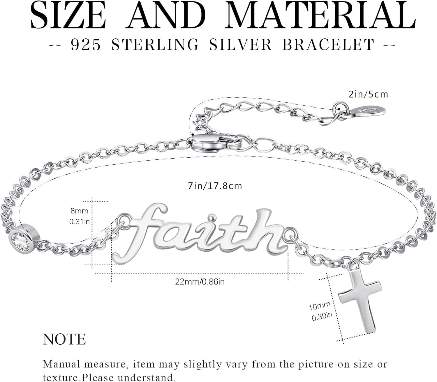 wholesale 925 Sterling Silver Faith Cross Charm Bracelet - Religious Jewelry for Women-0-1