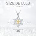 wholesale 925 Sterling Silver Cross & Star of David Pendant Necklace with Cubic Zirconias for Women-0-5