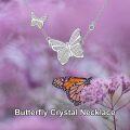wholesale 925 Sterling Silver Multicolor Crystal Butterfly Pendant Necklace with Extender Chain Gift for Women Girls-0-3