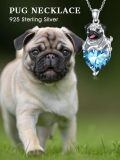 wholesale 925 Sterling Silver Happy Hugging Dog Heart Shape Blue Crystals Pendant Necklace-0-4