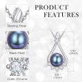 wholesale 925 Sterling Silver 7mm Black Pearl Necklace, Simple Elegant Minimalist Pendant-0-4