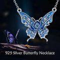 wholesale 925 Sterling Silver Blue Rose Butterfly Pendant Necklace for Women-0-1