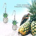 wholesale 925 Sterling Silver Pineapple Drop Dangle Earrings with Green Enamel and Cubic Zirconia Stones Gift for Women Teenage Girls-0-5