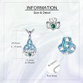 wholesale 925 Sterling Silver Triquetra Celtic Knot with Turquoise and Emerald Heart Claddagh Pendant Necklace-0-4