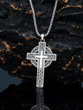 wholesale 925 Sterling Silver Celtic Cross Pendant Necklace White Gold Plated Vintage Trinity Knot-0-2