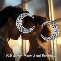 wholesale 925 Sterling Silver Celtic Knot Crescent Moon Stud Earrings for Women and Men-0-1