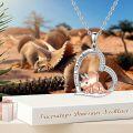 wholesale 925 Sterling Silver Triceratops Dinosaur Heart Pendant Necklace Romantic Gifts for Her-0-5