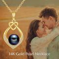 wholesale 14k Black Tahitian Pearl Pendant Necklace With Lab Diamond Accents-0-1