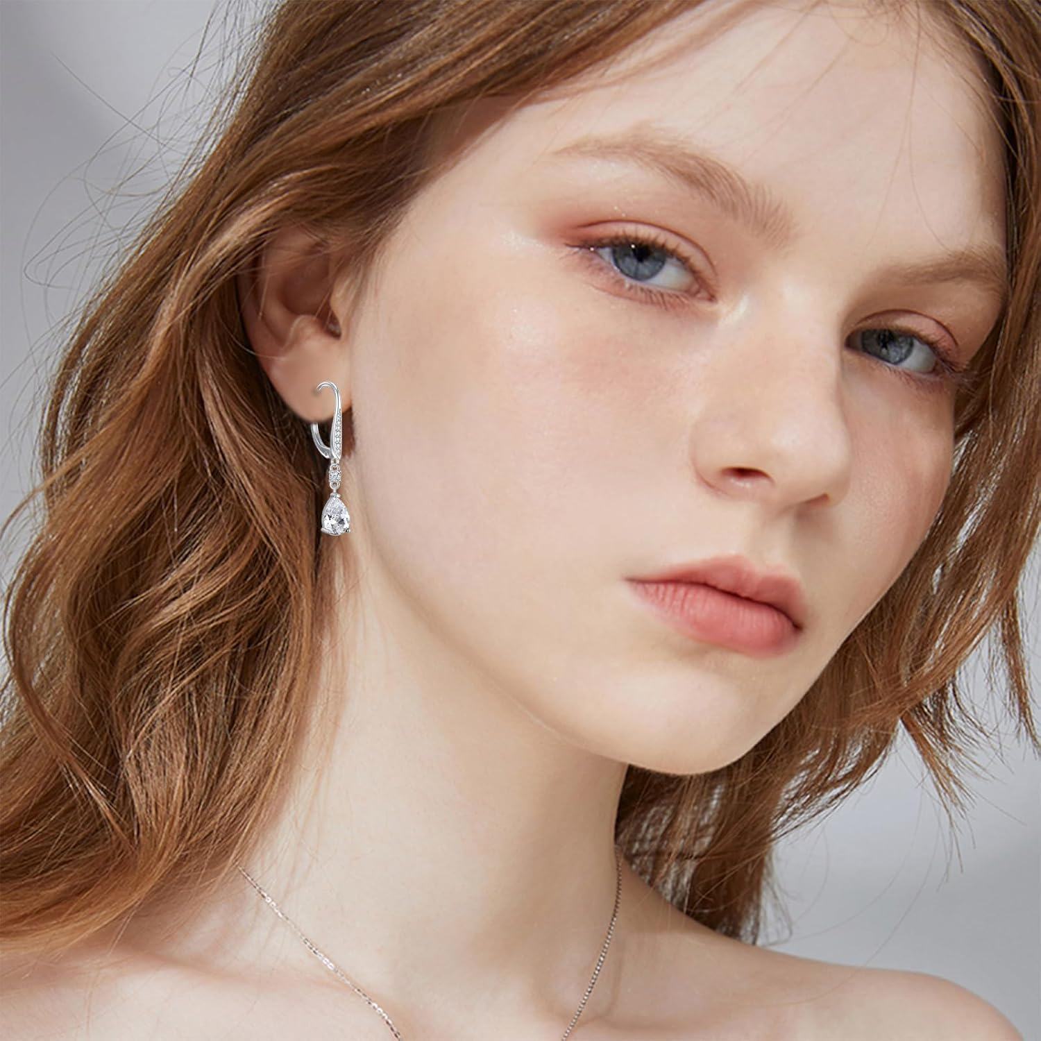 Sterling Silver Austrian Crystal Teardrop Leverback Earrings Women s Gift-0-2