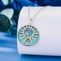 wholesale 925 Sterling Silver Eye of Horus Sunburst Ankh Hamsa Hand Turquoise Stone Religious Pendant Necklace-0-3