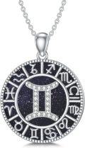 wholesale Sterling Silver Blue Sandstone 12 Zodiac Constellation Necklace for Women Men-0-17