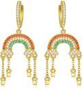 wholesale Gold 925 Sterling Silver Rainbow Cloud Star Drop Earrings-0-0
