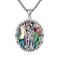 wholesale 925 Sterling Silver Saint Christopher Protect Us Pendant with Abalone Shell and Crosses on 34 Chain-0-0